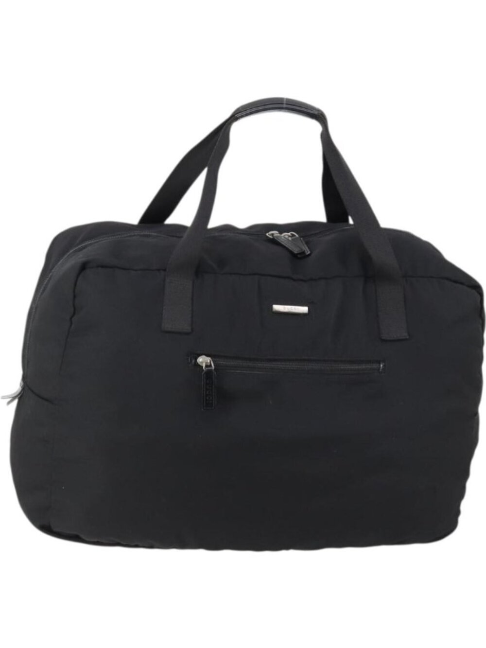 GUCCI Boston Bag Nylon Black Silver 012 0389